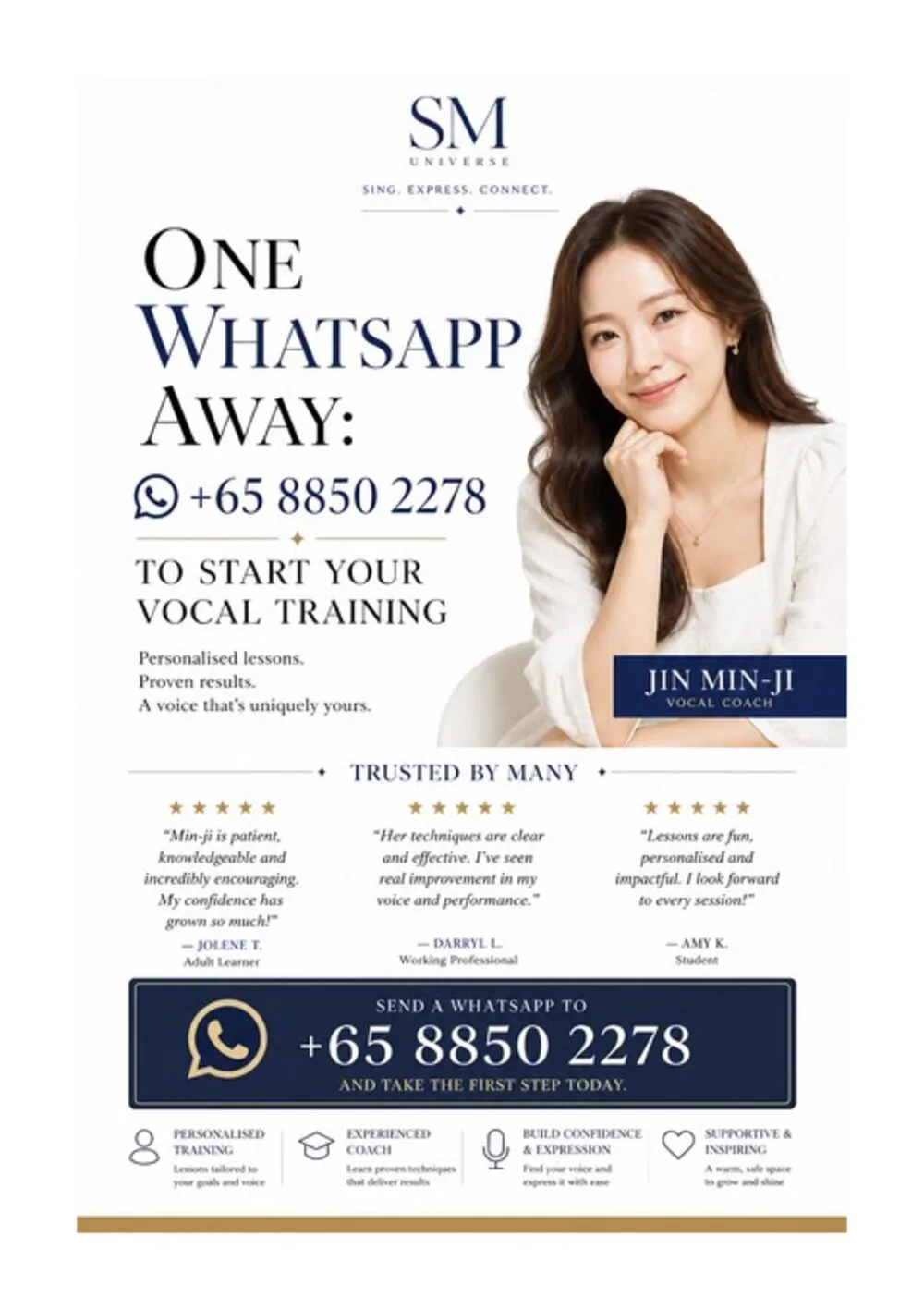 คอนเซปต์ครีเอทีฟ เป็นเจ้าของฝีมือการร้อง PP1-B-03: 'One WhatsApp Away' คอนเซปต์คอนเวอร์ชันพร้อมหมายเลขจอง +65 8850 2278